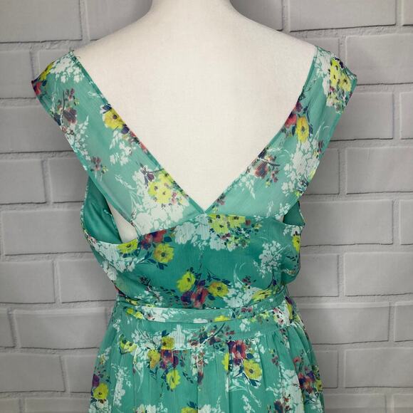Lauren Conrad Paola Posey Green Floral Chiffon Spring/Summer Dress Size 14 - Picture 7 of 12